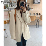 Yipinpay Casual Cordury Suit Women Winter Oversized Single Breasted Blazer Classic Office Coat Ladies Jancket Female Outwear