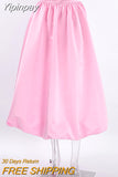 Yipinpay Elegant Women White Ball Gown Skirts Chic Women Party High Waist Midi Skirts Spring 2023 Pleated Long Skirts Female