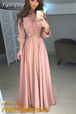 Yipinpay Shirt Button Down Dress Womens Long Sleeve Formal Long Maxi Evening Party Tunic S-3XL