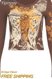 Yipinpay Women T-shirts Fall Winter 2023 Sexy Crop Top Clothes y2k Graphic Fairy Grunge Aesthetic Vintage Long Sleeve Top Streetwear