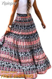 Yipinpay Women Irregular Hem Long Skirt y2k Clothes Fashion 2023 Summer Autumn Slim Fit Printed High Waist Skirts for Women Streetwear