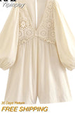 Yipinpay 2023 Woman Short Playsuit Crochet Summer Woman Jumpsuit Fashion Puff Long Sleeve Female Jumpsuit Loose Combinations