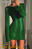 Yipinpay Cut Out Long Sleeve Dress Women Mini Backless Bodycon Female Dresses New Summer Sexy Party Club Ladies Vestidos S M L