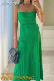 yipinpay Autumn 2023 Knitted Strap Blue Sweater Dress Maxi Backless Women Y2K Summer Sexy Club Long Pleated Dress Elegant
