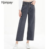 Yipinpay Loose Straight Jeans For Women 2023 Spring Casual Vintage Wash Denim Mom Jeans Women High Waist Baggy Jean Femme