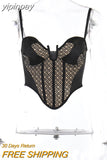 yipinpay Y2K Summer Female Crop Top 2023 Fashion Hollow Out Sexy Club Skinny Mini Corset Tank Tops Streetwear Party Women Outfits