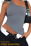 Yipinpay Women's Tops Streetwear Clothing Summer Crop Tube Tops y2k T-shirt Vintage Irregular One Shoulder Camisole Clothes for Women