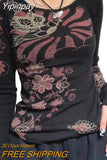 Yipinpay Women Vintage T-shirts Fall Winter 2023 Sexy Top y2k Clothing Graphic Fairy Grunge Aesthetic Luxury Long Sleeve Top Streetwear