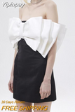 Yipinpay Bowknot Patchwork Bodycon Dress For Women Evening Mini Dress Sleeveless Backless Party Dresses Strapless Short Dress