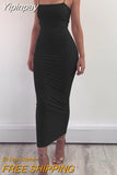 Yipinpay Spaghetti Strap Backless Sexy Long Dress Party Off Shoulder Strapless Summer Maxi Dress Black Bodycon Dress Women 2023