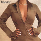 Yipinpay Women Solid Bell Sleeve Button Front Ruched Shirt Dress Bodycon Dress Party Dress for Women Dress 2023