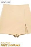 Yipinpay Black Skirt Shorts Women High Waist Summer Shorts Woman Fashion Streetwear Slit Skorts For Women Elegant Women's Shorts