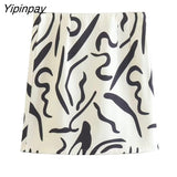 Yipinpay New Summer Elegant 2 Piece Printed Skirt Set Vintage Soft Turn Down Collar Long Sleeve Female Casual Skirt Lady Suit