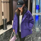Yipinpay Thicken Women Coats And Jackets Winter Casual Fake Two Piece Cotton Jacket Stitching Hood