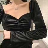 Yipinpay New Black Dress Women Elegant Sweet Split Mini Dress Female High Street Casual Bandage Designer Korean Party Dress