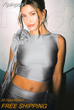 Yipinpay Rose Appliques Hip Skirts 2 Piece Set 2023 Fashion Grey Sleeveless Vest Banquet Outfits Ladies Chic Club Skinny Skirt Suit