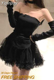 Yipinpay Pure Color 2 Piece Dress Set Woman Elegant Y2k Mini Dress Casual Korean Fashion Short Party Dress Vintage Suits 2023 Summer