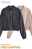 Yipinpay TRAF Fashion Jackets for Women 2023 Summer Bomber Jackets Coats Female Chic Casual Short Coats Ladies New In Outerwear