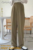 Yipinpay Summer Women Wide Leg Pants Elegant Pleated Casual Korean Loose Baggy Straight Pant Female Black Green Suit Trousers