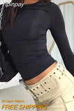 Yipinpay Crop Top Women Pullover Long Sleeve Tees Y2K Clothes Harajuku Streetwear Slim Fit T Shirt Woman Spring Basic T-Shirts