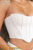 yipinpay Women Sleeveless T Shirt Strap Corset Cropped Vest Tops Sexy Club Y2K White Black Backless Skinny Short Tank Top 2023