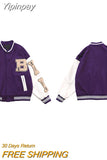 Yipinpay Baseball Jacket Women Harajuku Bone Letter Varsity Bomber Jackets Hip Hop Streetwear Unisex Men College Leahter Coats