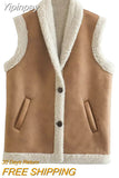 Yipinpay Fashion Women's Vest 2023 Winter Warm Sleeveless Vests for Women Female Chic Waistcoat Coats Ladies Casual Long Vests