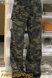 Yipinpay Baggy Vintage Camouflage Green Women's Cargo Pants High Wist Straight Casual Korean Fashion Jeans Bottoms Denim Trousers