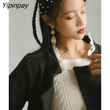 Yipinpay Autumn/Winter Woolen Dress Women New Patchwork Double Breasted Dress Female Elegant High Quality Long Sleeve Dress
