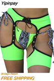 Yipinpay Women's Garter Belt Patchwork Hollow-Out Tie-Up Open Crotch Garter Sexy Lingerie High Thigh Bands Y2K Streetwear