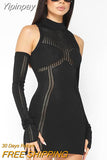 Yipinpay Sexy Off-the-shoulder Cutout Dresses For Women Summer 2023 Skinny Slim Femme Clothing Turtleneck Women's Mini Dress