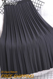 Yipinpay Women Pleated Skirt Solid Color Casual Slim A-line Fashion Elastic Waist Midi Skirts Girls White Green Spring Summer