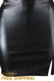Yipinpay Black Pu Leather Mini Skirt Women American Fashion Summer Clothing Womens Dark Brown Claret Skirts Female Bottoms Y2k Hot