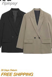Yipinpay 2023 Black Oversize Blazer Woman Double Breasted Office Elegant Female Blazer Casual Long Sleeve Women's Spring Jacket