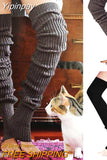 Yipinpay Womens Winter Warm Crochet Knit Leg Warmers  Casual Style Solid Color Footless Thigh High Socks Pile of Socks 2023 Black/Brown