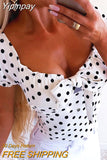 Yipinpay Women Fashion Shirt Blusas Short Sleeve O Neck Polka Dot Women casual T-Shirt Tops 2023 Summer Hot Sale
