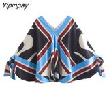 Yipinpay Women's Suits Fashion Batwing Sleeve Blouse + Long Pants 2Pcs Sets 2023 Casual Tops Outfits Elegant Office Ladies Sets