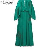 Yipinpay Women Elegant Solid Mid-Calf Dresses 2023 Fashion Female Bow Party Vestidos Long Sleeved Dresses Soft Outwear
