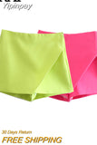 Yipinpay High Waist Green Shorts Women Summer Skirt Shorts Woman Asymmetric Skort Fashion Casual Shorts Y2k Streetwear Short Pants