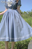 Yipinpay Style College Style Dress Women 2023 Summer New Student Loose Navy Collar Fairy A-line Woman Dress Vestido Feminino