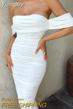 Yipinpay Off Shoulder Pleated Sexy Dress Women Fashion Strapless Summer Party Dress Backless Beach Ladies Casual Dresses 2023