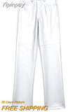 Yipinpay Faux Leather Pants Women High Waist Silver Wide Pants Female Fashion Casual Baggy Pants Y2k Streetwear Woman Trousers