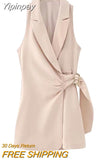 Yipinpay 2023 Woman Short Playsuit Blazer Style Jumpsuit Women Buckle Wrap Elegant Summer Woman Jumpsuit Sleeveless Combinations