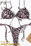Yipinpay Summer Women Bikini Set Sexy Leopard Split 2 Piece Swimwear Woman Swimsuit with Lace High Waist Thong Bikini Beach Outfits