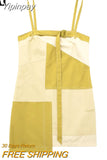 Yipinpay Patchwork Short Dresses For Women 2023 Yellow Slip Dress Woman Sleeveless Mini Summer Woman Dress Streetwear Casual Dresses