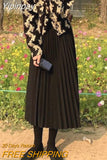 Yipinpay Neck Embroidered Jacquard Puff Sleeve Jacket Short Retro Coat + A Line High Waist Black Pleated Skirt 2023 Korean Clothes