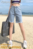 Yipinpay Version Jeans Shorts Women Summer Y2k Female Clothing Fashion Blue Denim Pants Baggy Jeans Vintage Streetwear Straight
