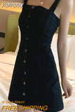 yipinpay Women Denim Dress Summer New Sexy Straps Skinny Short Skirt Blue Korean Fashion Classic Streetwear One Word Collar Jean Dress