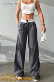 Yipinpay Street Style Patchwork Wide Leg Pants Women Mid Waist Contrast Pants Casual Spring Summer 2023 Baggy Trousers Ladies