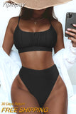 Yipinpay Women Swimsuit Female Swimwear 2023 Bikini High Waisted Bikini Set Push Up Bathing Suit Ruffle Swimming Suit Beachwear Swimsuit